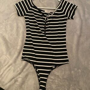 Striped Black and White One Piece